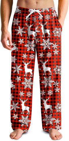 Mens Halloween Christmas Pajama Pants Soft Men Pj Bottoms with Pockets Drawstring Sleep Lounge Pant for Men (M-XL) in Saudi Arabia