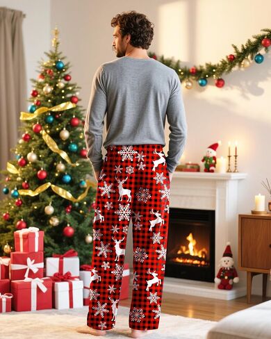 Mens Halloween Christmas Pajama Pants Soft Men Pj Bottoms with Pockets Drawstring Sleep Lounge Pant for Men (M-XL) in Saudi Arabia
