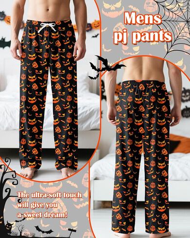 Mens Halloween Christmas Pajama Pants Soft Men Pj Bottoms with Pockets Drawstring Sleep Lounge Pant for Men (M-XL) in Saudi Arabia