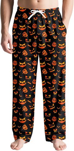 Mens Halloween Christmas Pajama Pants Soft Men Pj Bottoms with Pockets Drawstring Sleep Lounge Pant for Men (M-XL) in Saudi Arabia