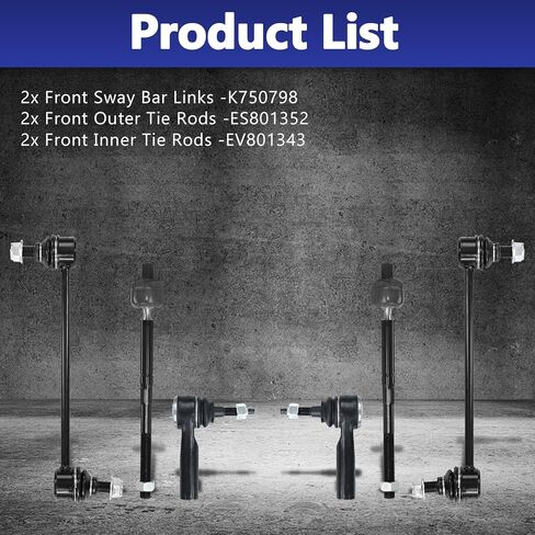 6Pcs Tie Rod End Kit, Front Inner Outer Tie Rod End With Boots Compatible with 2015-2022 FORD MUSTANG in Saudi Arabia