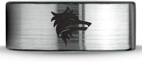 Wolf Wolfpack Pack Canine Conine Ring - Tungsten Band 8mm - Men - Women - 18K Rose Gold Step Bevel Edge - أصفر - رمادي - أزرق - أسود - مصقول - حفل زفاف - هدية قبة مسطحة مسطحة in Kuwait