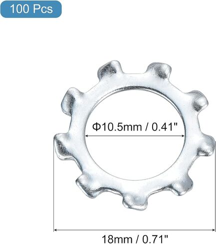 uxcell M10 100Pcs External Tooth Washers, Carbon Steel Zinc Plated Tooth Locking Ring Washers Quick Speed Star Nut Locking Fastener, White in Saudi Arabia