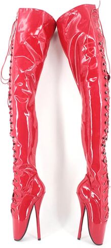 High Heels 18cm الركبة عالية براءات الاختراع أحذية الباليه أحذية الباليه ، Red-15 in Kuwait