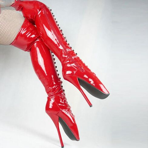 High Heels 18cm الركبة عالية براءات الاختراع أحذية الباليه أحذية الباليه ، Red-15 in Kuwait