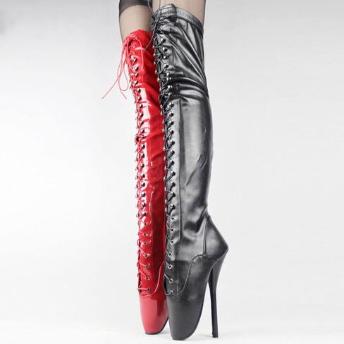 High Heels 18cm الركبة عالية براءات الاختراع أحذية الباليه أحذية الباليه ، Red-15 in Kuwait