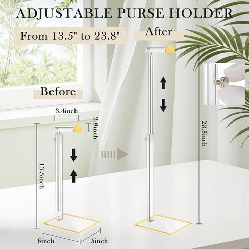 Acrylic Handbag Display Stand, 14"-24" Adjustable Purse Holder Clear Handbag Table Hanger Rack Purse Hanger Stand for Home Closet Store Boutique Counter in Kuwait