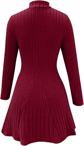 Mock Neck Sweater Dresses Women Long Sleeve Ribbed Knit Bodycon A Line Mini Dress Pullover Fall Lightweight Outfits in Saudi Arabia