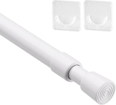 KXLife 1 Pack Spring Tension Curtain Rod 28-40 inch, 5/8" Diameter, Adjustable Small Curtain Rod No Drilling, Expandable Spring Loaded Tension Rod for Doors and Windows, White in Kuwait