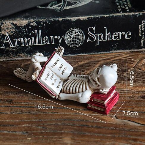 1 Piece Halloween Skeleton Decoration Gothic Cross-Legged and Reading Skull Figurine Exquisite Horror Sculpture for Desk Bookshelf Fireplace Party Living Room Office Decor in Kuwait