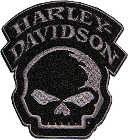Harley-Davidson 4 In. مطرزة Willie G Skull Emblem Sew-On Patch- الأسود/الرمادي in Saudi Arabia