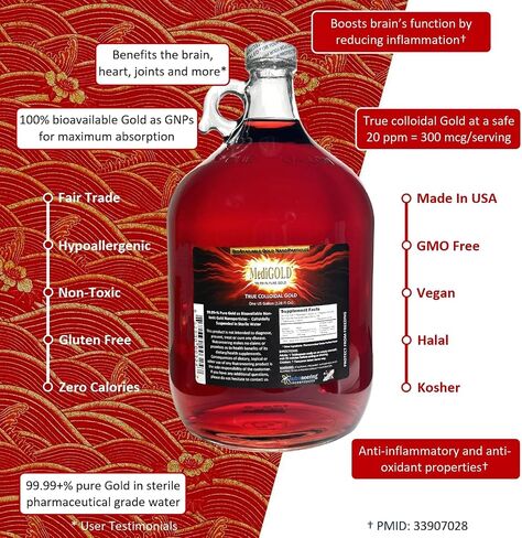 True colloidal Gold - 1 U.S. Gallon in Clear Glass jug in Saudi Arabia