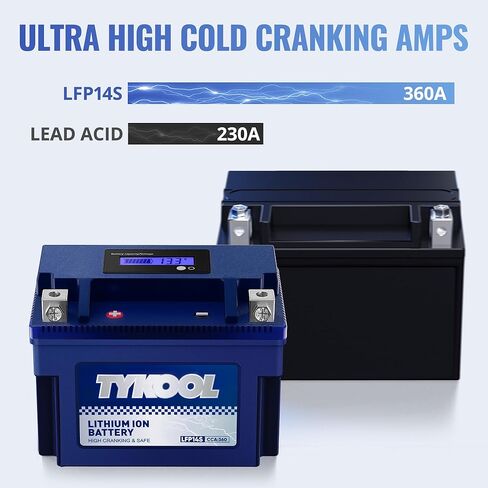 YT12B-BS بطارية ليثيوم LiFePO4 للدراجات النارية، 12 فولت 6 أمبير، 360CCA، مدمجة في BMS، بطارية Powersports، للمركبات ATV، UTV، Jet Ski، المركبات المائية الشخصية، عربات الثلوج، رباعية، ركوب جزازة العشب، الجرار in Kuwait