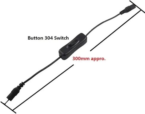 LED Light Bar Power Cord with Switch, DC Male Female Connector, 5V 12V 24V Compatible, Black, 304 Steel Switch Housing (Black 1PCS) in Saudi Arabia
