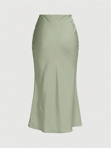 SOLY HUX Women's Satin Maxi Skirt Elegant Wrap High Waisted Ruched Fishtail Dressy Casual Skirts in Saudi Arabia