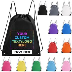 Custom Drawstring Backpacks With Your Logo, 200 Pack Personalized Text Drawstring Bags String Bag Bulk, Great for Travelling, Gym and for Everyday Use (Grey) in Saudi Arabia