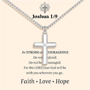 Cross Chain Necklace for Son Gifts : Minimal Stainless Steel Silver Crucifix Cross Pendant Jewelry for Teenage Boys Son from Mom Dad First Communion Confirmation Baptism Birthday Gift with Gift Box and Card in Kuwait