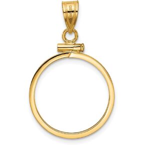 Generic Coin Jewelry 14k Polished 19.0mm x 1.1mm Screw Top Coin Bezel Pendant, Yellow in Kuwait