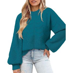 Messic Womens Pullover Sweaters 2025 Casual Long Sleeve Crewneck Loose Knit Tops in Kuwait