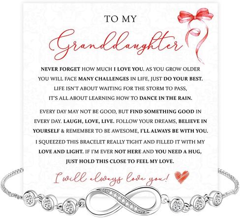 To My Granddaughter Bracelet From Grandma Grandmother or Grandpa Grandfather With Heartfelt Message & Box, Jewelry Gift For Granddaughter From Grandparents On Graduation, Birthday, Wedding, Christmas in Saudi Arabia