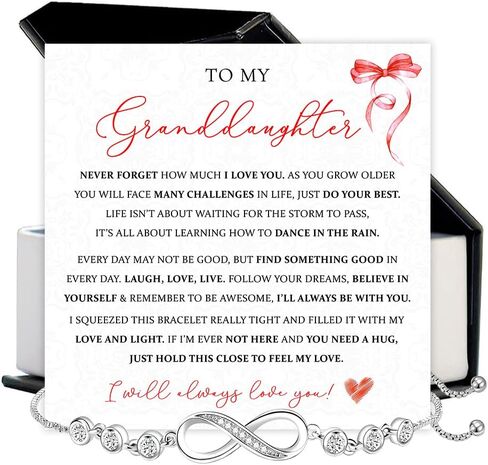 To My Granddaughter Bracelet From Grandma Grandmother or Grandpa Grandfather With Heartfelt Message & Box, Jewelry Gift For Granddaughter From Grandparents On Graduation, Birthday, Wedding, Christmas in Saudi Arabia