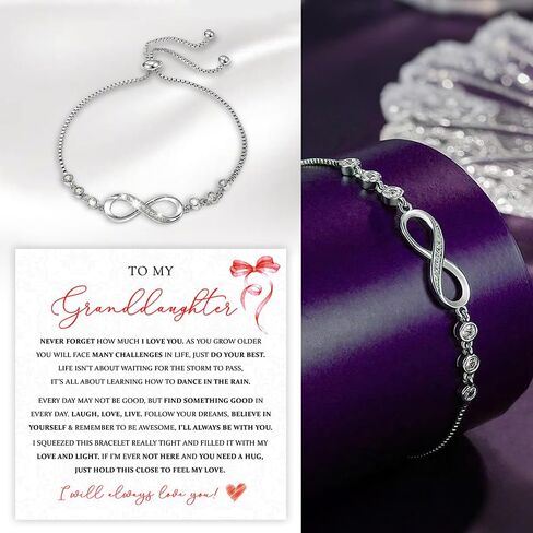 To My Granddaughter Bracelet From Grandma Grandmother or Grandpa Grandfather With Heartfelt Message & Box, Jewelry Gift For Granddaughter From Grandparents On Graduation, Birthday, Wedding, Christmas in Saudi Arabia
