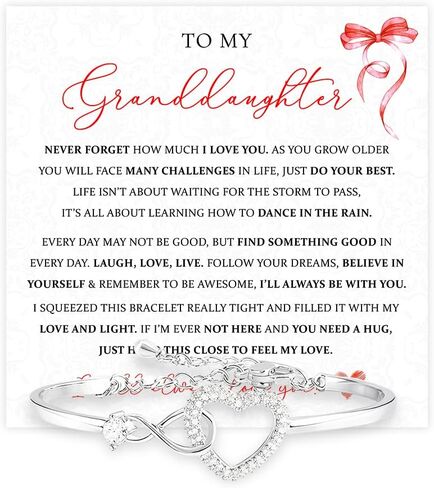To My Granddaughter Bracelet From Grandma Grandmother or Grandpa Grandfather With Heartfelt Message & Box, Jewelry Gift For Granddaughter From Grandparents On Graduation, Birthday, Wedding, Christmas in Saudi Arabia