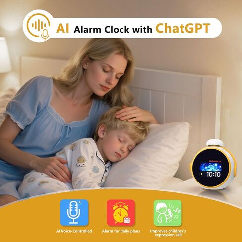 AI Clock, Alarm Clock for Kids, Clock with ChatGPT, AI Device, Sound Machine to Wake Alarm Clock for Toddlers and Kids,3-15 Years Bedroom, 2.4G WiFi, 2.8 Inch Screen in Saudi Arabia