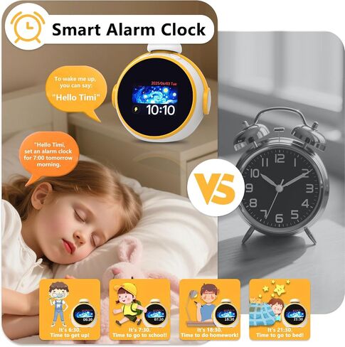 AI Clock, Alarm Clock for Kids, Clock with ChatGPT, AI Device, Sound Machine to Wake Alarm Clock for Toddlers and Kids,3-15 Years Bedroom, 2.4G WiFi, 2.8 Inch Screen in Saudi Arabia