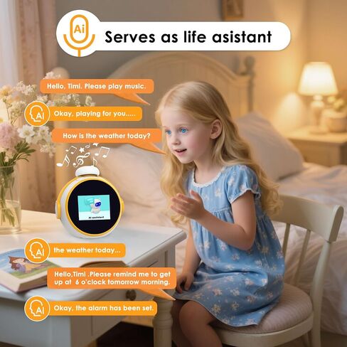 AI Clock, Alarm Clock for Kids, Clock with ChatGPT, AI Device, Sound Machine to Wake Alarm Clock for Toddlers and Kids,3-15 Years Bedroom, 2.4G WiFi, 2.8 Inch Screen in Saudi Arabia