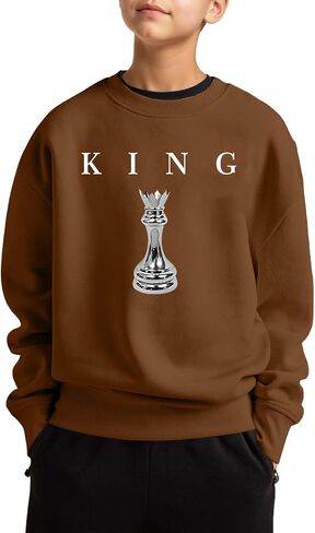 Boy's Graphic Long Sleeve Sweatshirts Youth Crewneck Sweatshirt Teen King Chess Shirt Designer Urban Pullover Tops in Saudi Arabia