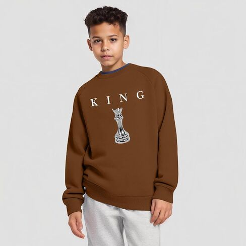 Boy's Graphic Long Sleeve Sweatshirts Youth Crewneck Sweatshirt Teen King Chess Shirt Designer Urban Pullover Tops in Saudi Arabia