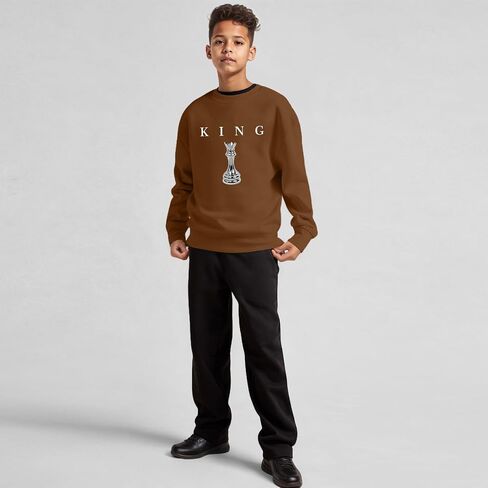 Boy's Graphic Long Sleeve Sweatshirts Youth Crewneck Sweatshirt Teen King Chess Shirt Designer Urban Pullover Tops in Saudi Arabia