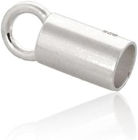 925 Sterling Silver 1x5mm End Caps - Ideal for Bracelet and Chain Cords, Sold in Packs (20 Pieces), Barrel or Tube End Cap for Jewelry Making, Pair with Spring Lobster S-Hook Clasp, Jewelry Closures in Kuwait