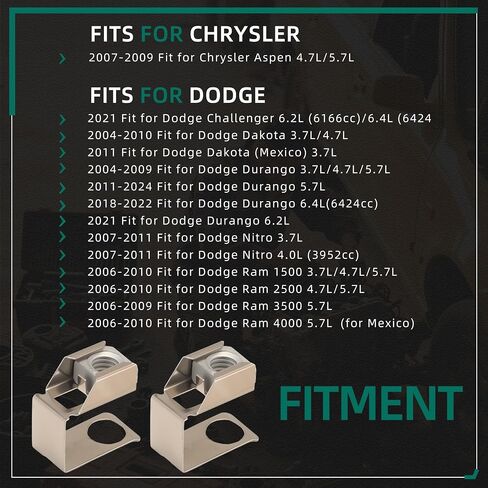 4PCS 03442 Exhaust Manifold Flange Bolts U Nuts Hardware Kit fit for Dodge Dakota/Durango/Challenger, for Ram 1500 2500 3500, fit for Jeep Wrangler/Liberty/Challenger 04-24 6036684AA 6036734AA in Saudi Arabia