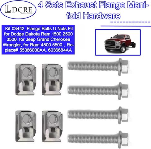 4 مجموعات مجموعة عادم شفة مماثلة الأجهزة 03442 ، شفة البراغي u مناسبة ل Dodge Dakota RAM 1500 2500 3500 ، لجيب Grand Cherokee Wrangler ، من أجل RAM 4500 5500 ， استبدال# 55366000AA ، 6036684AAA in Kuwait