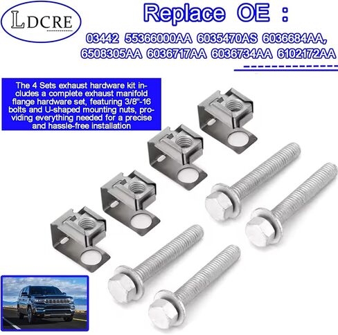 4 مجموعات مجموعة عادم شفة مماثلة الأجهزة 03442 ، شفة البراغي u مناسبة ل Dodge Dakota RAM 1500 2500 3500 ، لجيب Grand Cherokee Wrangler ، من أجل RAM 4500 5500 ， استبدال# 55366000AA ، 6036684AAA in Kuwait