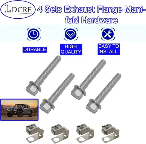 4 مجموعات مجموعة عادم شفة مماثلة الأجهزة 03442 ، شفة البراغي u مناسبة ل Dodge Dakota RAM 1500 2500 3500 ، لجيب Grand Cherokee Wrangler ، من أجل RAM 4500 5500 ， استبدال# 55366000AA ، 6036684AAA in Kuwait