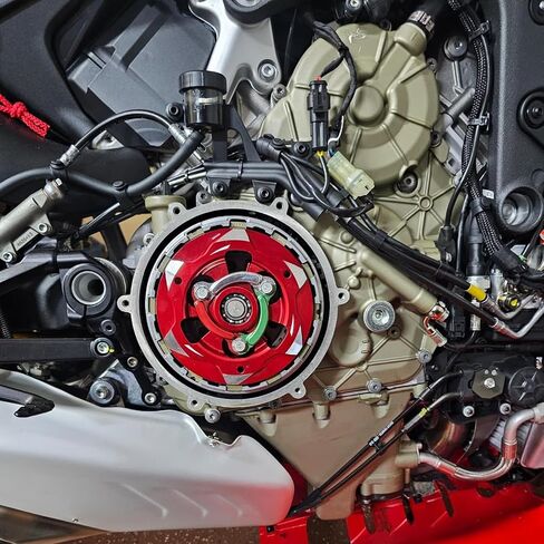 Motorcycle Clear Engine Clutch Cover Protector Guard Pressure Plate Aluminum for Ducati Panigale V2 959 1199 1299 Panigale S ABS (Red) in Kuwait