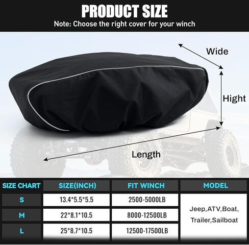 Winch Cover Newly Upgraded 1200D Heavy-Duty Waterproof Oxford Fabric Cover for 8500-12500 lbs Electric Winches, Dust-proof, Anti-UV, Durable (22" x 8.1" x 10.5") in Saudi Arabia