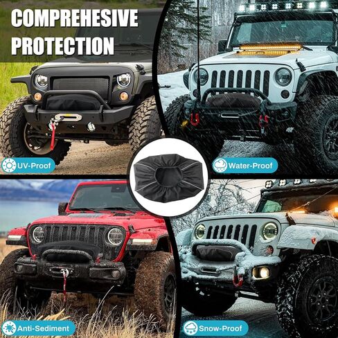 Winch Cover Newly Upgraded 1200D Heavy-Duty Waterproof Oxford Fabric Cover for 8500-12500 lbs Electric Winches, Dust-proof, Anti-UV, Durable (22" x 8.1" x 10.5") in Saudi Arabia