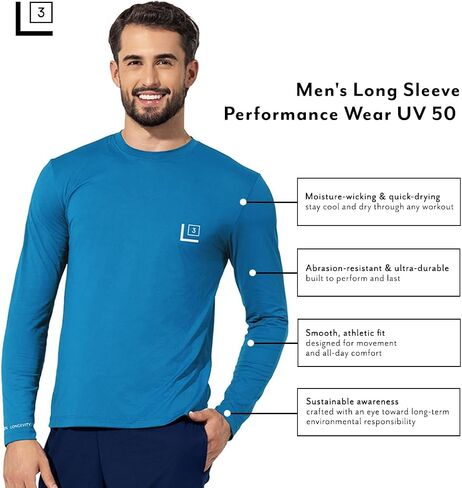 Men's Long Sleeve Performance Shirt | Lightweight UV 50+ Protection Moisture-Wicking Quick-Dry Sportswear in Saudi Arabia