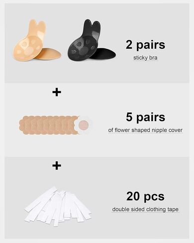 Sticky Bra Push Up 2 Pairs,Adhesive Bras Strapless Backless Bra for Women with Pasties in Kuwait