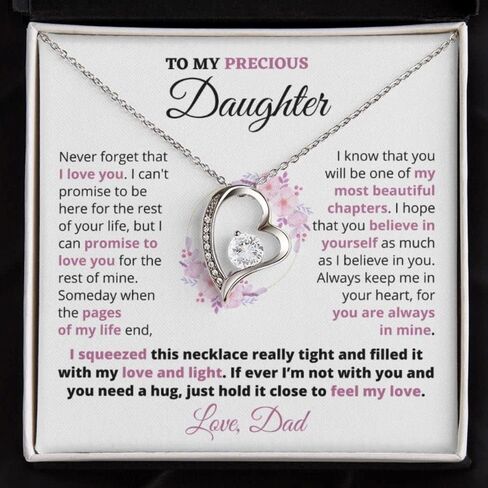 Gift for Precious Daughter Always Keep Me in Your Heart Love Dad Heart Necklace in Saudi Arabia