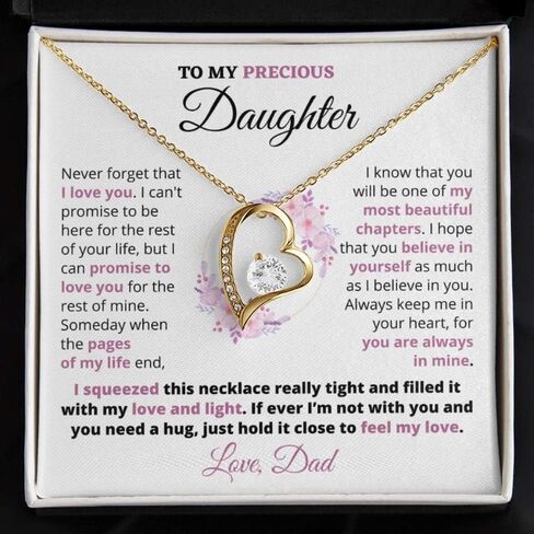 Gift for Precious Daughter Always Keep Me in Your Heart Love Dad Heart Necklace in Saudi Arabia