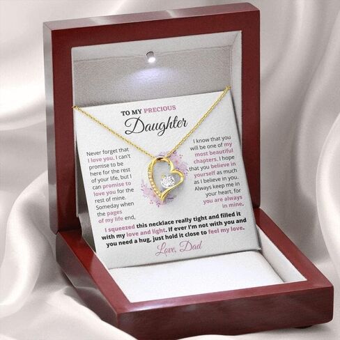 Gift for Precious Daughter Always Keep Me in Your Heart Love Dad Heart Necklace in Saudi Arabia