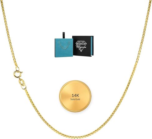 Everyday Elegance Solid 14K White, Yellow or Rose Gold Box Link Chain Necklace for Women Square Box Design| Spring Ring Clasp | 0.6mm or 1.0mm Thickness | 14 16 18 20 22 Inch Lengths With Gift Box in Saudi Arabia