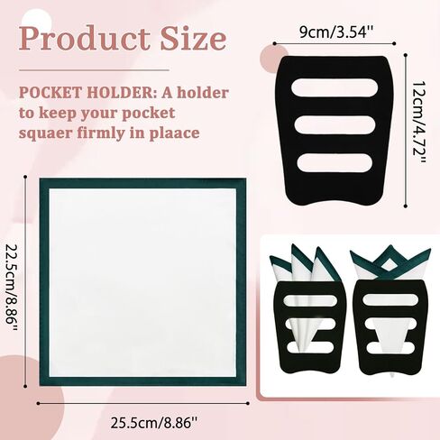 White Pocket Squares for Men, Color Contrast Trim Mens Handkerchiefs with Pocket Square Holder for Daily Wedding in Saudi Arabia