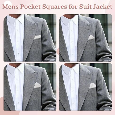 White Pocket Squares for Men, Color Contrast Trim Mens Handkerchiefs with Pocket Square Holder for Daily Wedding in Saudi Arabia