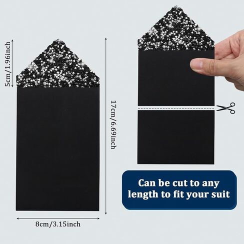 Rhinestone Pocket Squares for Men Prefolded, Crystal Sequin Pre Folded Handkerchiefs on Card Party Prom Wedding Daily in Kuwait